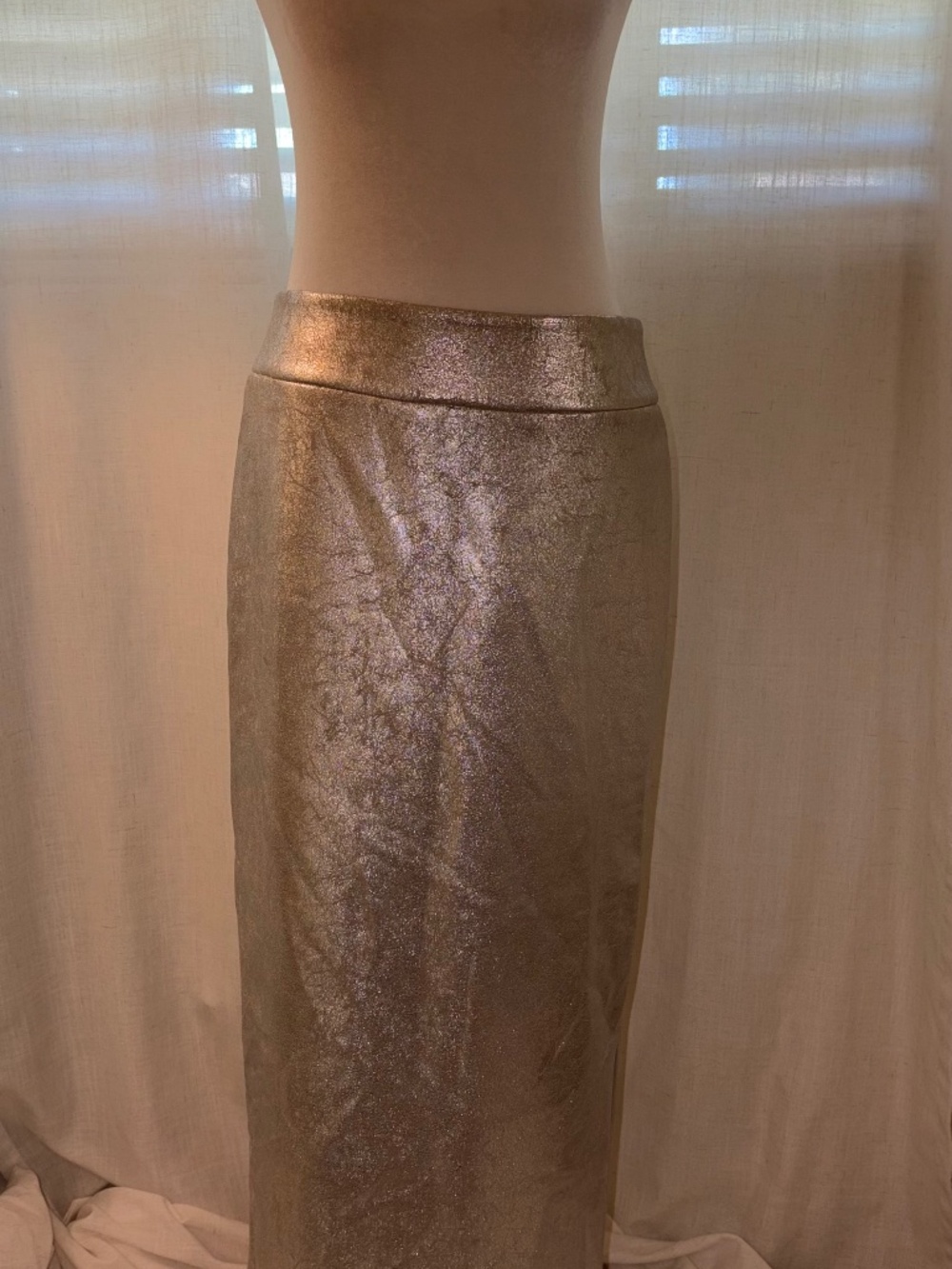 Zara silver faux leather midi skirt